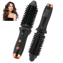 Cordless Curling Iron Brush,3 in 1 Cordless Hair Curler and Straightener Brush,Portable Travel Curling Iron Mini Brush for Women,(Black)