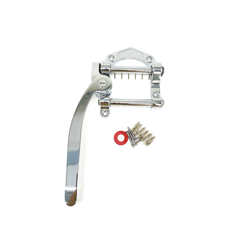 (Silver) Chrome Vibrato Tailpiece Tremolo Bridge for Electric Guitar - Fits Tele, SG, LP & More