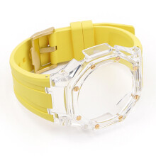 (Yellow 2) G-Shock GAB2100/GA2100 Viton Rubber Strap & Case with Silver or Gold Buckle