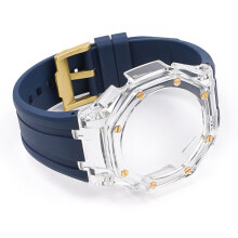(Blue 2) G-Shock GAB2100/GA2100 Viton Rubber Strap & Case with Silver or Gold Buckle