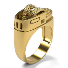 (Gold 8) Personalized Lighter-Shaped Alloy Ring: Trendy Fashion Accessory