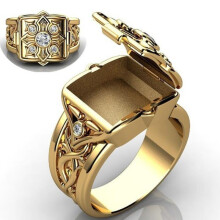 (10) Personalized Trendy Dominant Carved Micro Diamond Flip Ring