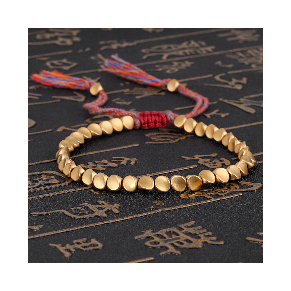 Handmade Tibetan Lucky Copper Beads Weaving Adjustable Bracelet 413590751588