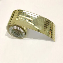 (Gold) 100x4cm Self-Adhesive Glass Mosaic Tiles, 1m Grid, Silver Mirrors, DIY Crafts, Wall Stickers