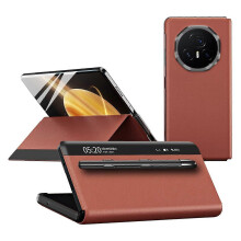 (Brown, Brown) For Honor Magic V3 5G Case View Window PU Leather Phone Cover with Stylus