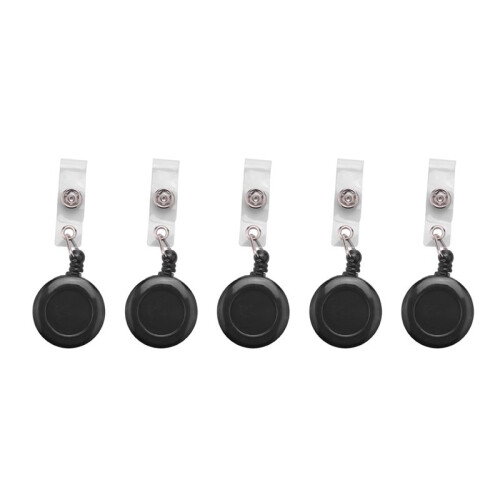 5X  Retractable Yo Yo Key Ring PULL CHAIN Belt Clip ID CARD Holder Ski Pass - Black