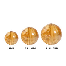 (8MM) 4PCS Natural Citrine Gemstone Round Spacer Loose Beads | 8MM, 9.5-10MM, 11.5-12MM