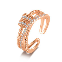 (Rose Gold) Adjustable Anti-Anxiety Spinner Ring | Rotating Meditation & Worry Fidget Bead Jewelry
