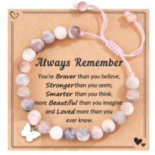 (Butterfly pink compilation) Natural Stone Beaded Bracelet for Wealth & Luck - Unisex Fashion Jewelry