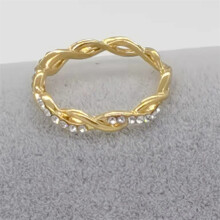 (Gold No. 8) Diamond-Encrusted Twist Ring - Elegant & Simple Fashion Accessory for Ladies