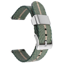 (Green Rice, 22MM) Universal Smartwatch Band with Switch Lugs - Striped Nylon Braided Strap, Fits 18/20/22/24mm