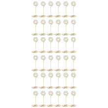 36 Pack Table Number Card Holders Photo Holder Stands Place Paper Menu Clips, Circle Shape (Gold)
