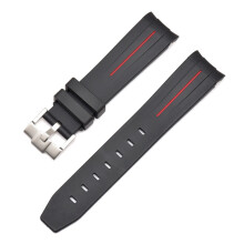 (Black Red Line, 22MM) 20/21/22mm Silicone Strap for Rolex Black & Green Aquaman Series - Arc Mouth Design