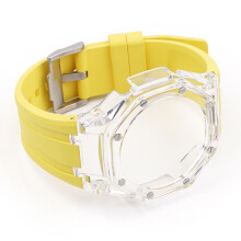 (Yellow 1) G-Shock GAB2100/GA2100 Viton Rubber Strap & Case with Silver or Gold Buckle