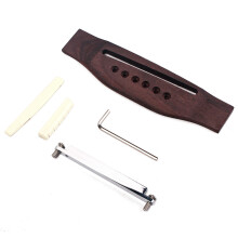 Rosewood Guitar Bridge Set, Adjustable Shaft & Saddle Nut for 6-String Acoustic Guitars