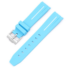 (Sky blue white line, 20MM) 20/21/22mm Silicone Strap for Rolex Black & Green Aquaman Series - Arc Mouth Design