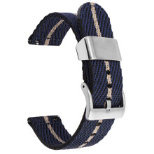 (Blue Rice, 24MM) Universal Smartwatch Band with Switch Lugs - Striped Nylon Braided Strap, Fits 18/20/22/24mm
