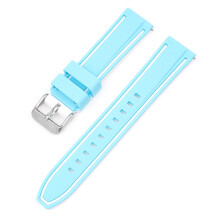 (Light Blue, 20MM) Two-Tone Silicone Strap for Huami, Samsung, Xiaomi, Huawei, GT2 | 20-26mm Sizes