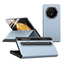 (Blue, Blue) For Honor Magic V3 5G Case View Window PU Leather Phone Cover with Stylus