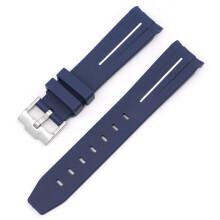 (Jewel blue white line, 20MM) 20/21/22mm Silicone Strap for Rolex Black & Green Aquaman Series - Arc Mouth Design