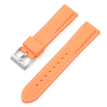 (Orange, 24MM) 16-24mm Silicone Strap, Waterproof Quick Release with Silver Buckle