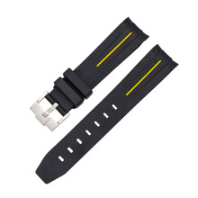 (Black Yellow Line, 21MM) 20/21/22mm Silicone Strap for Rolex Black & Green Aquaman Series - Arc Mouth Design