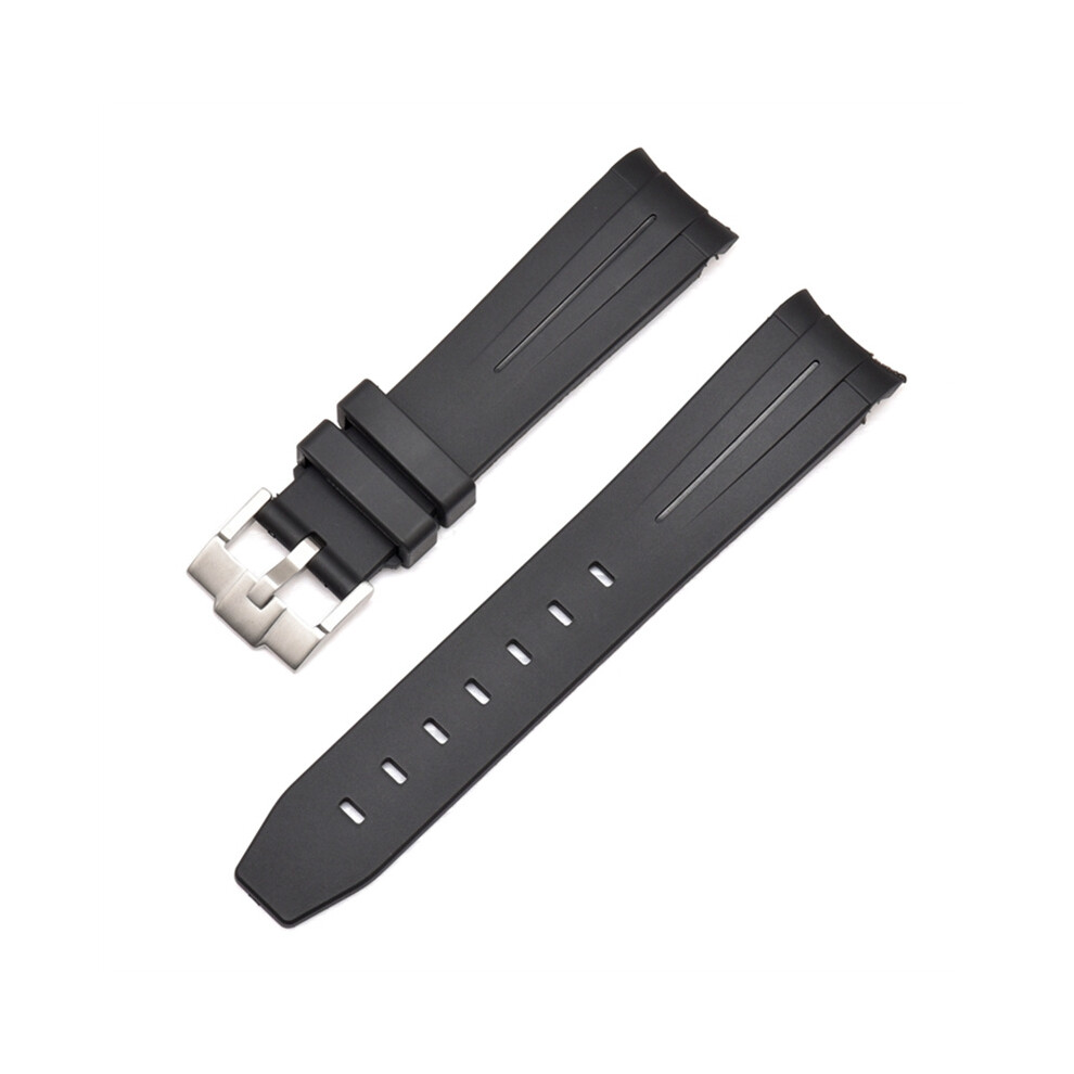 (Black black line, 22MM) 20/21/22mm Silicone Strap for Rolex Black & Green Aquaman Series - Arc Mouth Design