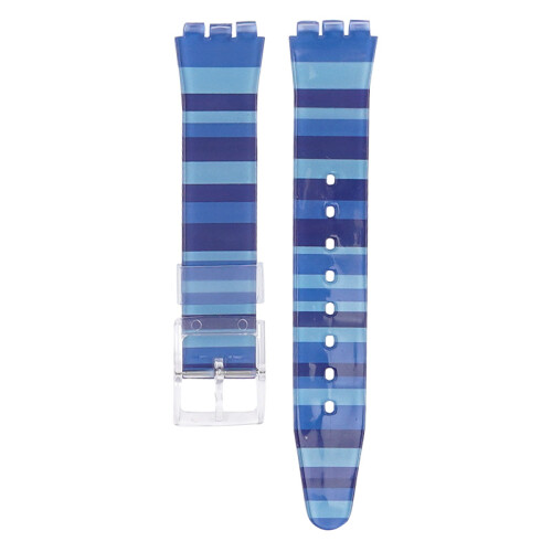 (Blue, 17MM) Swatch Replacement Rainbow PVC Strap - 17/19mm Accessories