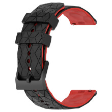 (Black and Red, 20mm) Two-Tone Silicone Strap for Garmin Move Trend & Samsung Watch5, 20/22mm