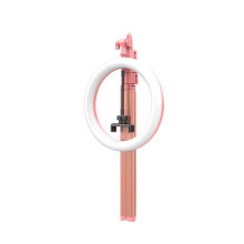 (Pink) Ulanzi LED Ring Light Dimmable Selfie Fill Lamp with Phone Bracket Stand Tripod