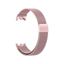 (Pink) Metal Watchband For Xiaomi band 8 Strap Stainless steel Bracelet