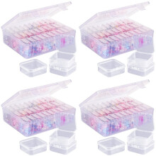 Bead Organizer Box, 4 Large Transparent Box with 120PCS Small Clear Plastic Storage Containers,Portable Box