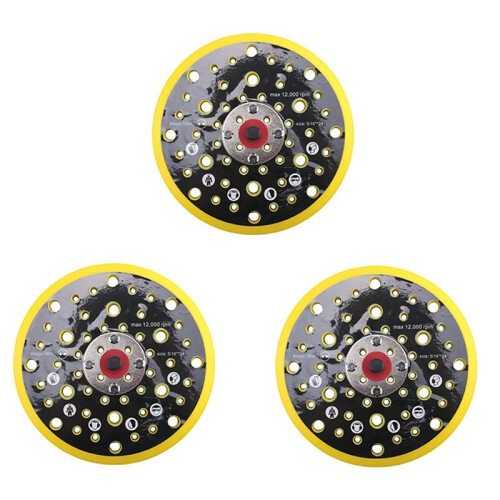 3X 150mm 5/16 Thread 52 Hole Medium Density Random Orbital Sander Hook & Loop Backing Pad Compatible with Mirka CEROS