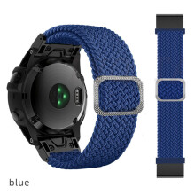 (Blue, 22mm) 22/26mm Stretch Woven Nylon Replacement Strap for Garmin Fenix 7x & 6x Bands