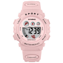 (Pink) Student Watches Water Resistance Sport Wristwatch Kids Clock Electronic Digital Watch
