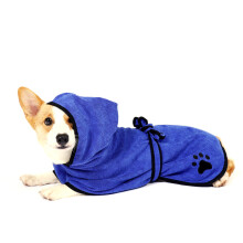 (Brown, M) Soft Dog Bathrobe Microfiber Fast Drying Super Absorbent Pet Bath Robe Towel with Belt