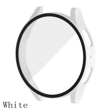 (44mm-White) Galaxy Watch 5 Hard Case & Tempered Glass Screen Protector Cover - Durable PC Protection