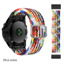 (Rainbow, 22mm) 22/26mm Stretch Woven Nylon Replacement Strap for Garmin Fenix 7x & 6x Bands