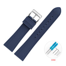 (Blue) 22mm FKM Strap for Blancpain & Swatch Fifty Fathoms with Tools