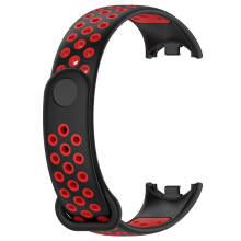 (Black and Red) Xiaomi Mi Band 8 TPU Rubber Two-Colour Replacement Wristband