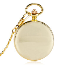 (Gold glossy) Double Sides Opening Lid Classic Vintage Design Large Mechanical Pocket Watch