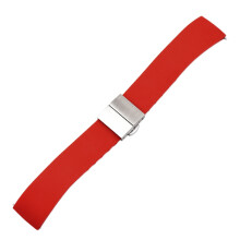 (Red, 20mm) Double Click Butterfly Clasp Silicone Strap With Quick Release Closure Raw Lugs18 20 22mm