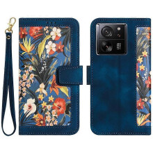 (DarkBlue) Compatible For Xiaomi 13T / 13T Pro Case with Card Slots Pattern Printed Phone Leather Cover