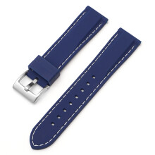 (Sapphire Blue, 18MM) 16-24mm Silicone Strap, Waterproof Quick Release with Silver Buckle