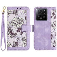 (LightPurple) Compatible For Xiaomi 13T / 13T Pro Case with Card Slots Pattern Printed Phone Leather Cover