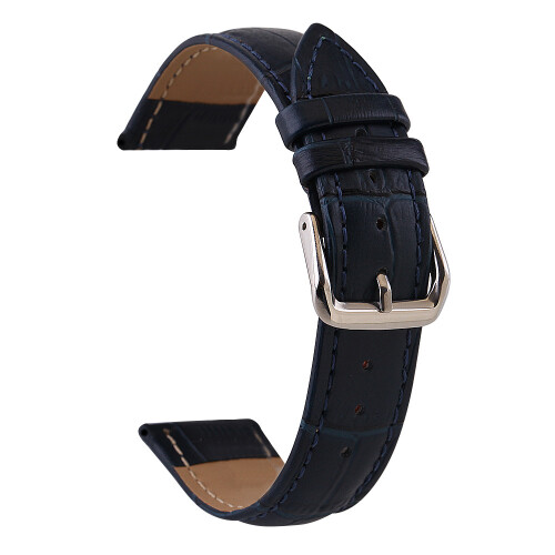 (Dark blue, 18mm) Bamboo Pattern Waterproof Leather Strap With Interchangeable Straps