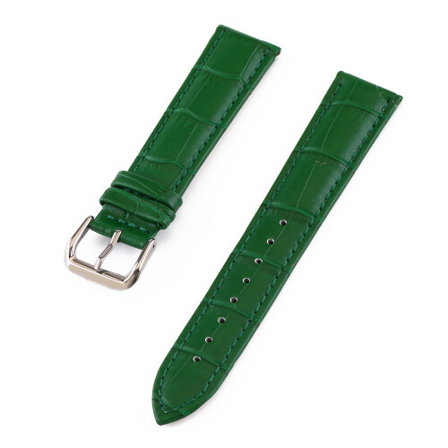(Green, 18mm) Bamboo Pattern Waterproof Leather Strap With Interchangeable Straps