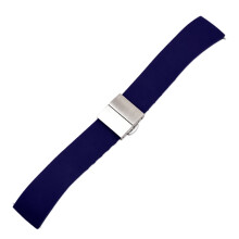 (Navy blue, 18mm) Double Click Butterfly Clasp Silicone Strap With Quick Release Closure Raw Lugs18 20 22mm