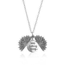 (C) Vintage Sunflower Keychain Pendant - Double-Sided, Openable, Layered & Engraved
