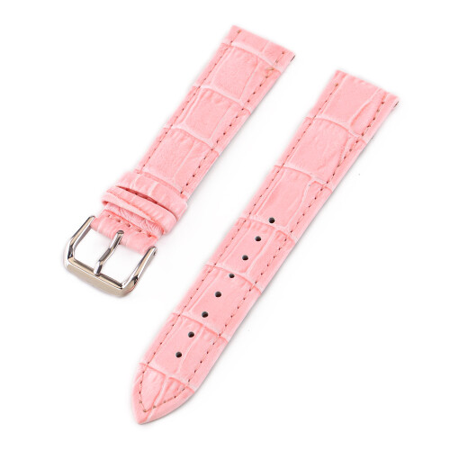 (Pink, 20mm) Bamboo Pattern Waterproof Leather Strap With Interchangeable Straps